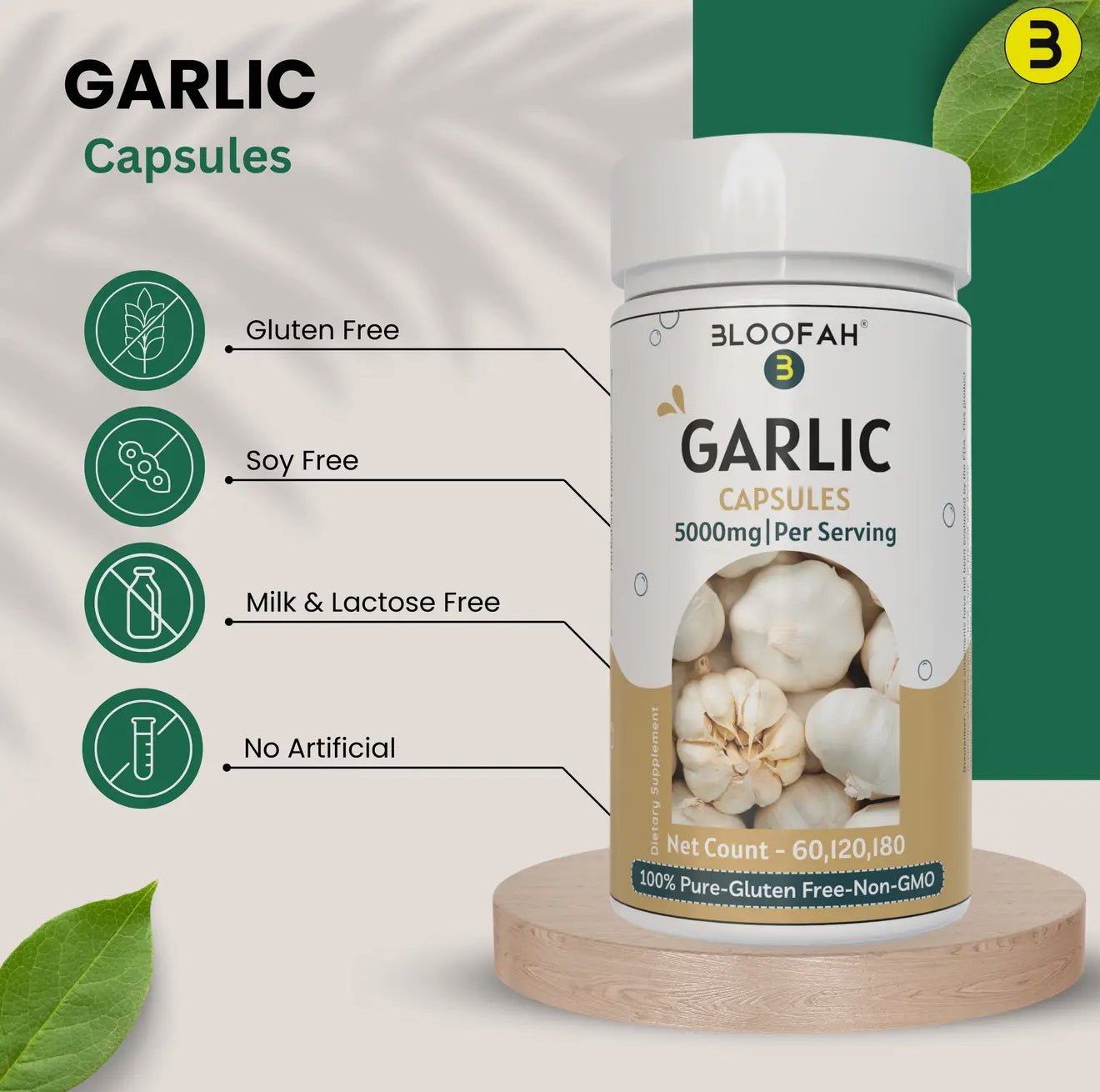 Bloofah Garlic Extract Capsules – 500mg Herbal Defense (60/120/180 Count) - Beyond The Veils
