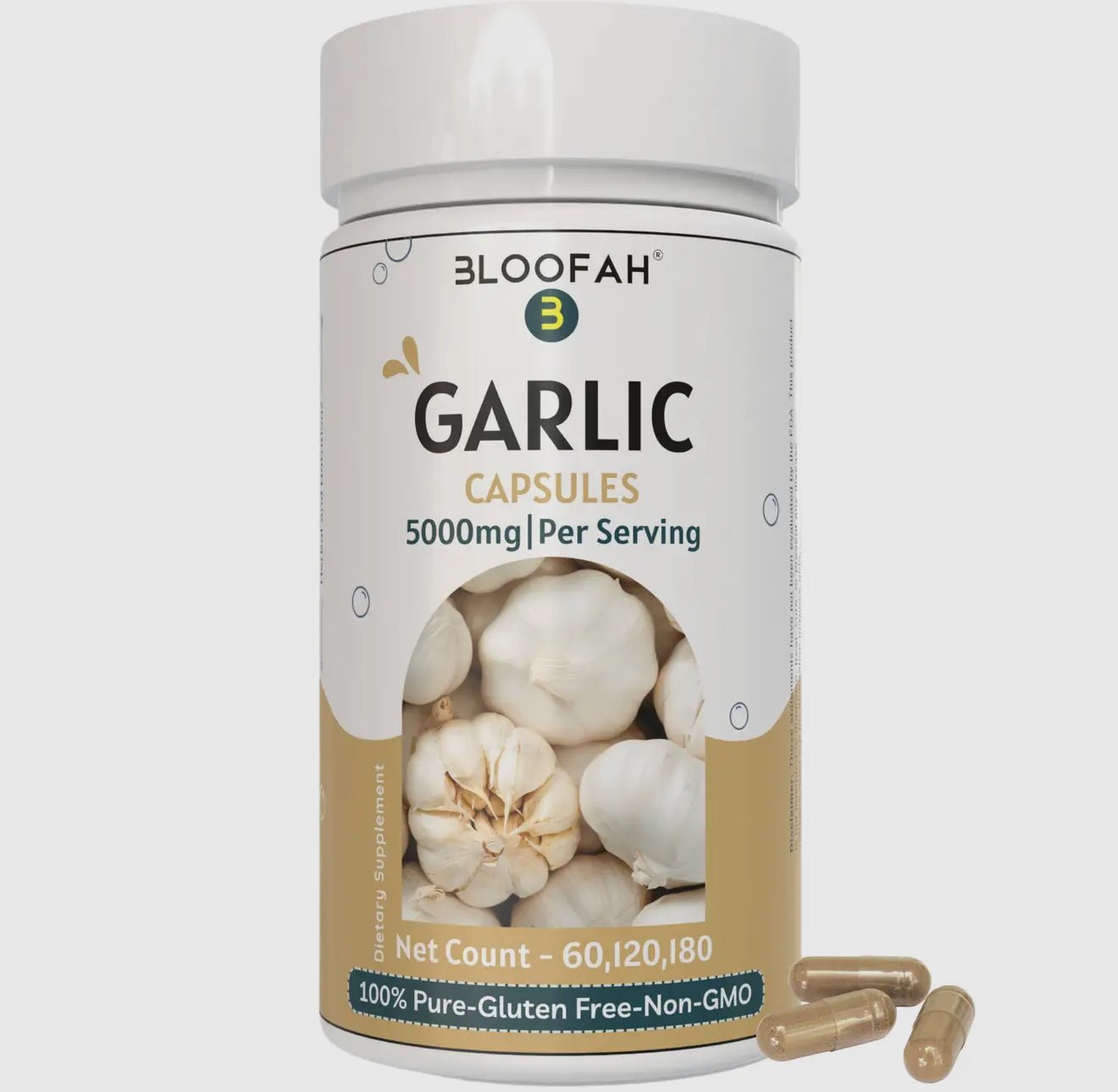 Bloofah Garlic Extract Capsules – 500mg Herbal Defense (60/120/180 Count) - Beyond The Veils
