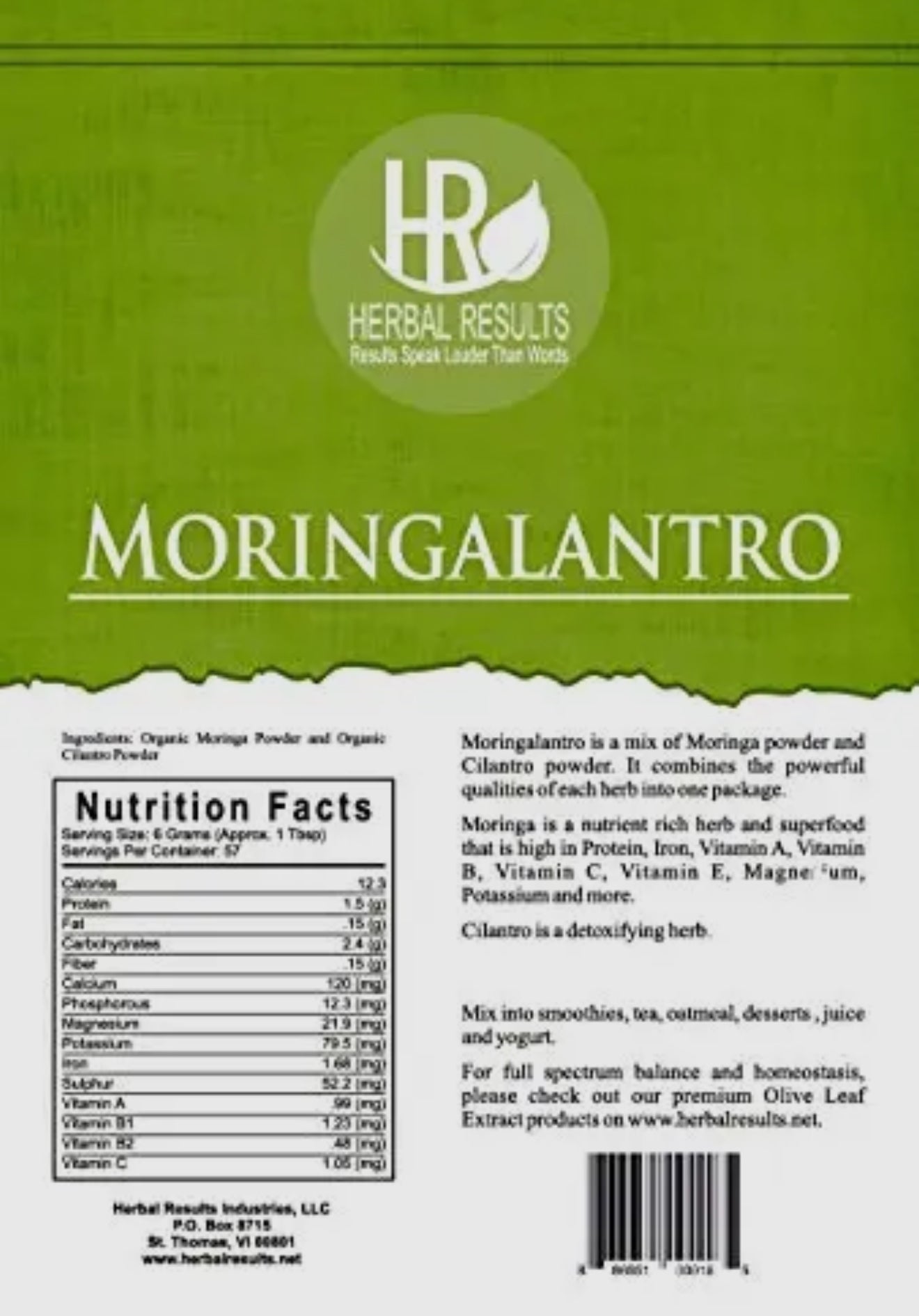 Herbal Results Moringalantro – Moringa & Cilantro Superfood Detox Blend (12 oz) - Beyond The Veils