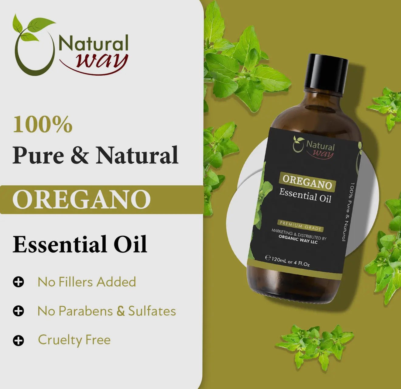 Natural Way Oregano Essential Oil – Pure Steam - Distilled Aromatherapy Elixir (4 fl oz / 120 mL) - Beyond The Veils