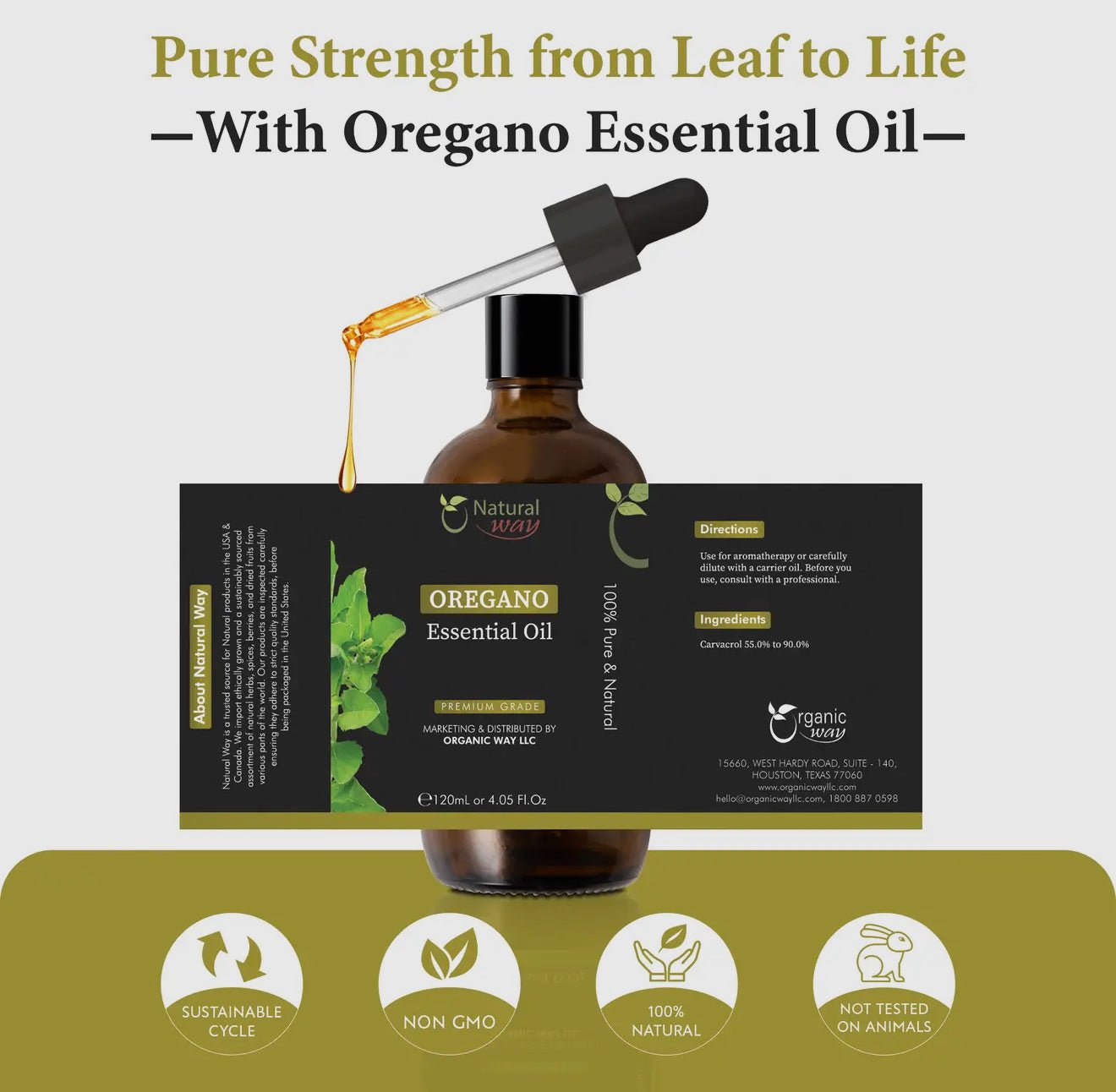 Natural Way Oregano Essential Oil – Pure Steam - Distilled Aromatherapy Elixir (4 fl oz / 120 mL) - Beyond The Veils