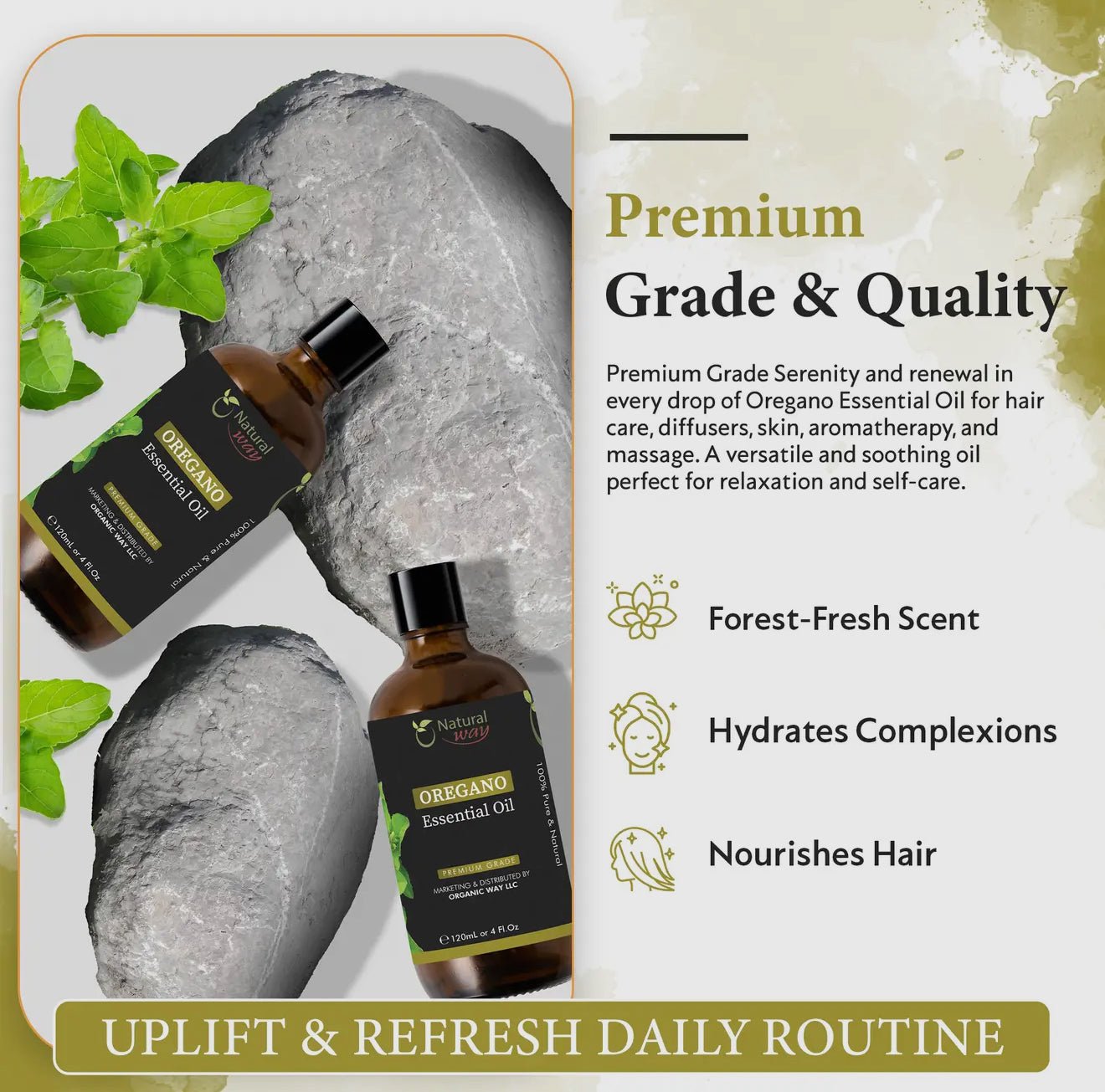 Natural Way Oregano Essential Oil – Pure Steam - Distilled Aromatherapy Elixir (4 fl oz / 120 mL) - Beyond The Veils