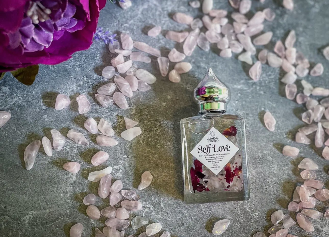 Self Love Rose Quartz Crystal Infused Perfume Oil | Beyond The Veils - Beyond The Veils