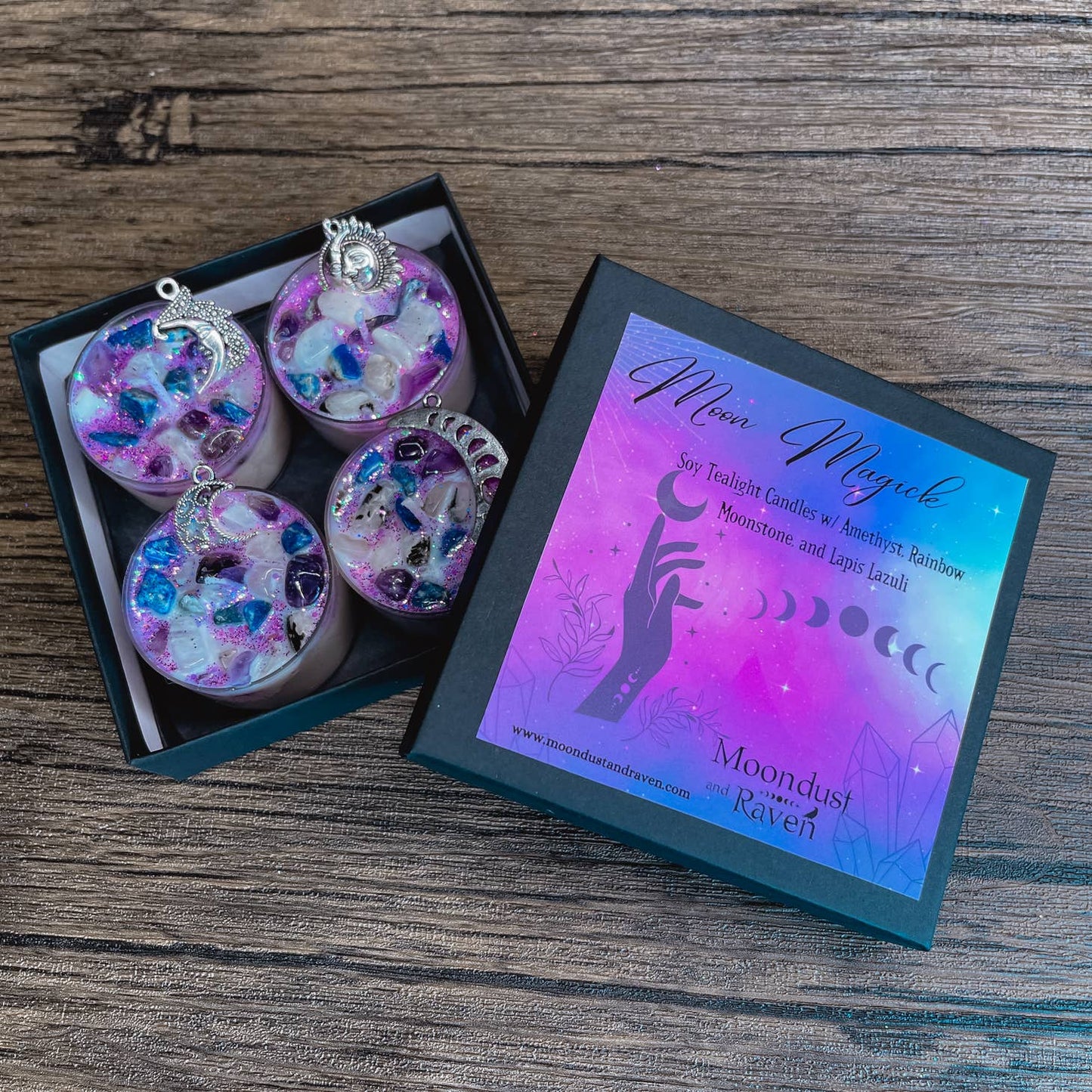 Moon Magick Tealight Crystal Candles, Ritual Candles - Beyond The Veils
