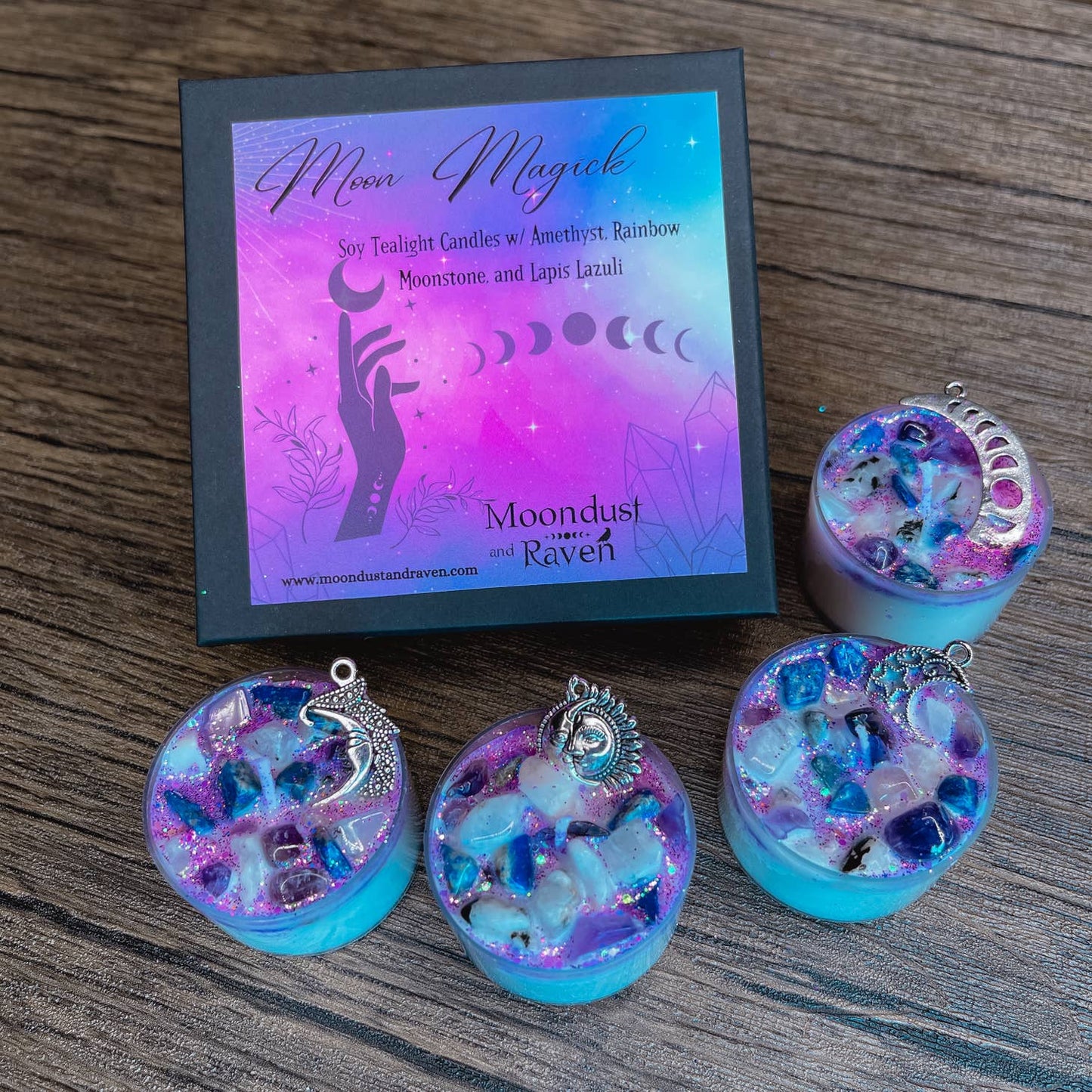 Moon Magick Tealight Crystal Candles, Ritual Candles - Beyond The Veils