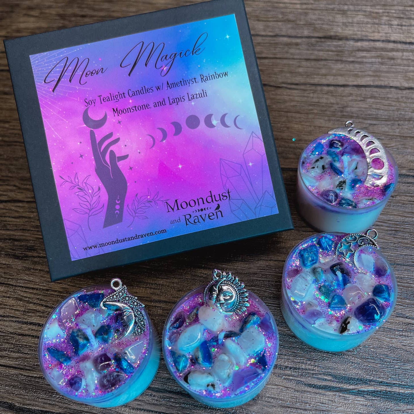 Moon Magick Tealight Crystal Candles, Ritual Candles - Beyond The Veils