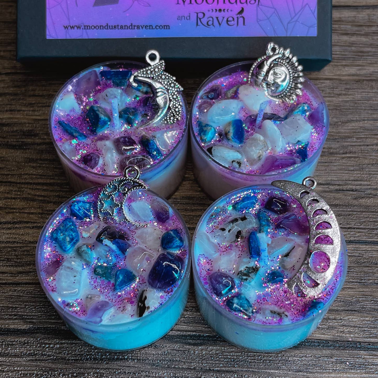 Moon Magick Tealight Crystal Candles, Ritual Candles - Beyond The Veils