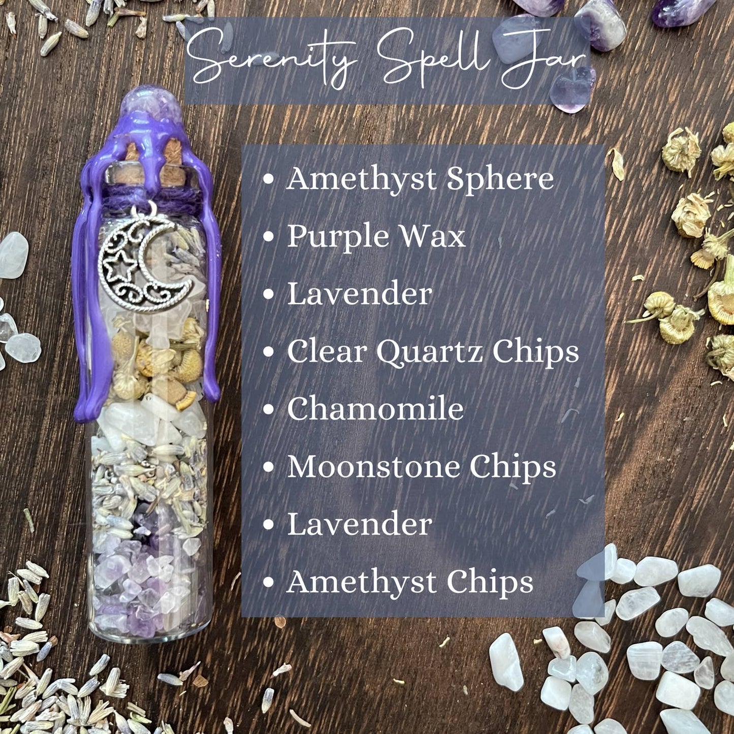 Serenity Moon Spell Jar, Intention Jar, Witch's Spell Bottle - Beyond The Veils