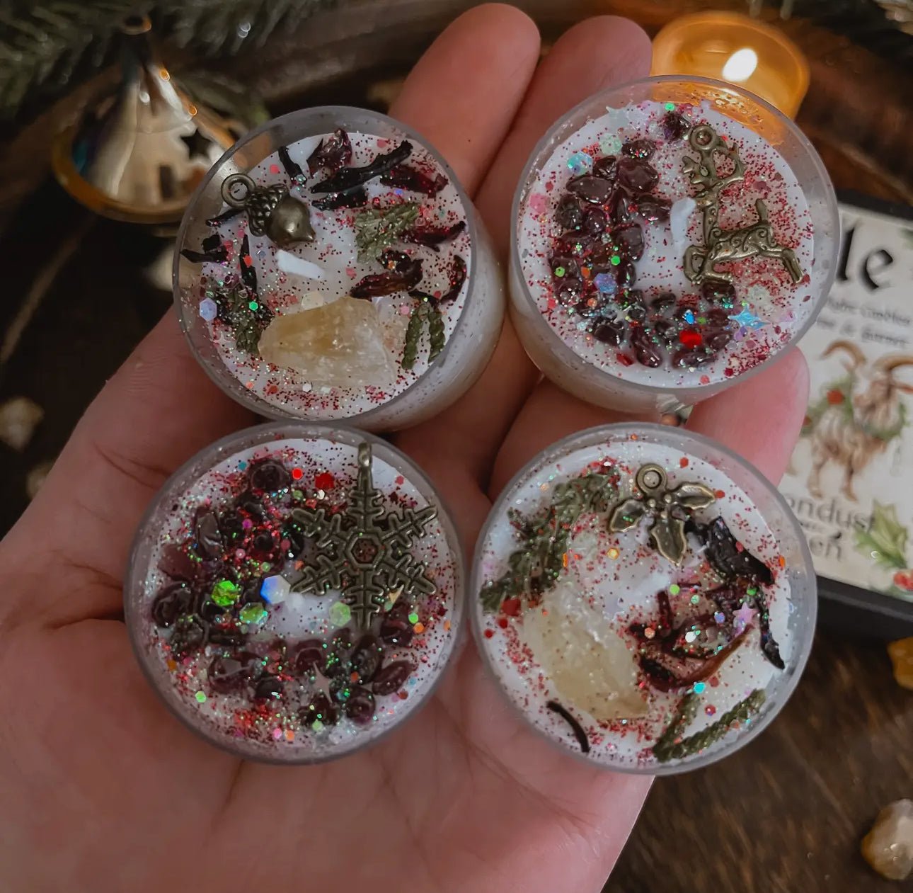 Yule Tealight Crystal Candles, Yuletide, Winter Solstice - Beyond The Veils