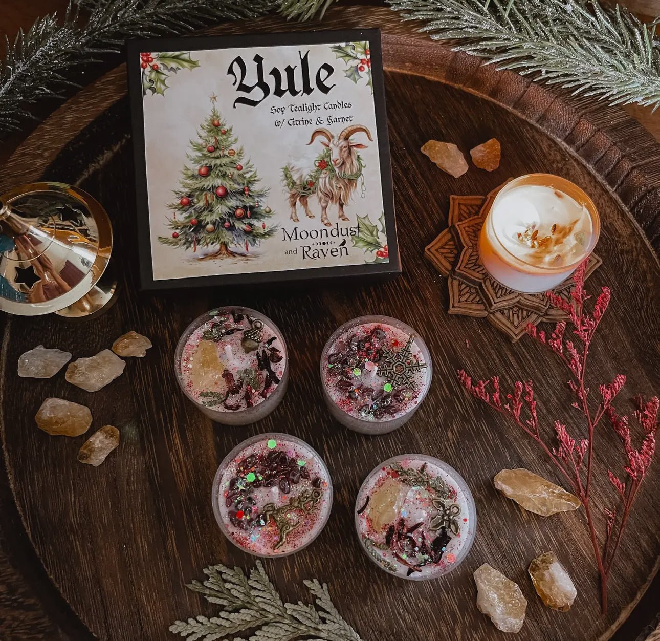 Yule Tealight Crystal Candles, Yuletide, Winter Solstice - Beyond The Veils