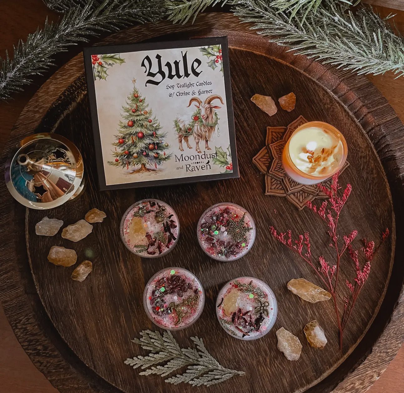 Yule Tealight Crystal Candles, Yuletide, Winter Solstice - Beyond The Veils