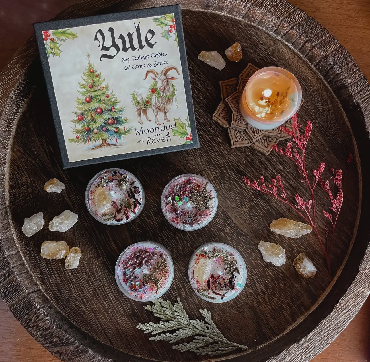 Yule Tealight Crystal Candles, Yuletide, Winter Solstice - Beyond The Veils