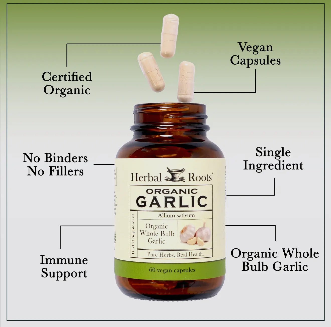 Herbal Roots Organic Whole Bulb Garlic Capsules - Beyond The Veils