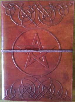 5" x 7" Pentagram leather blank book w/cord - Beyond The Veils