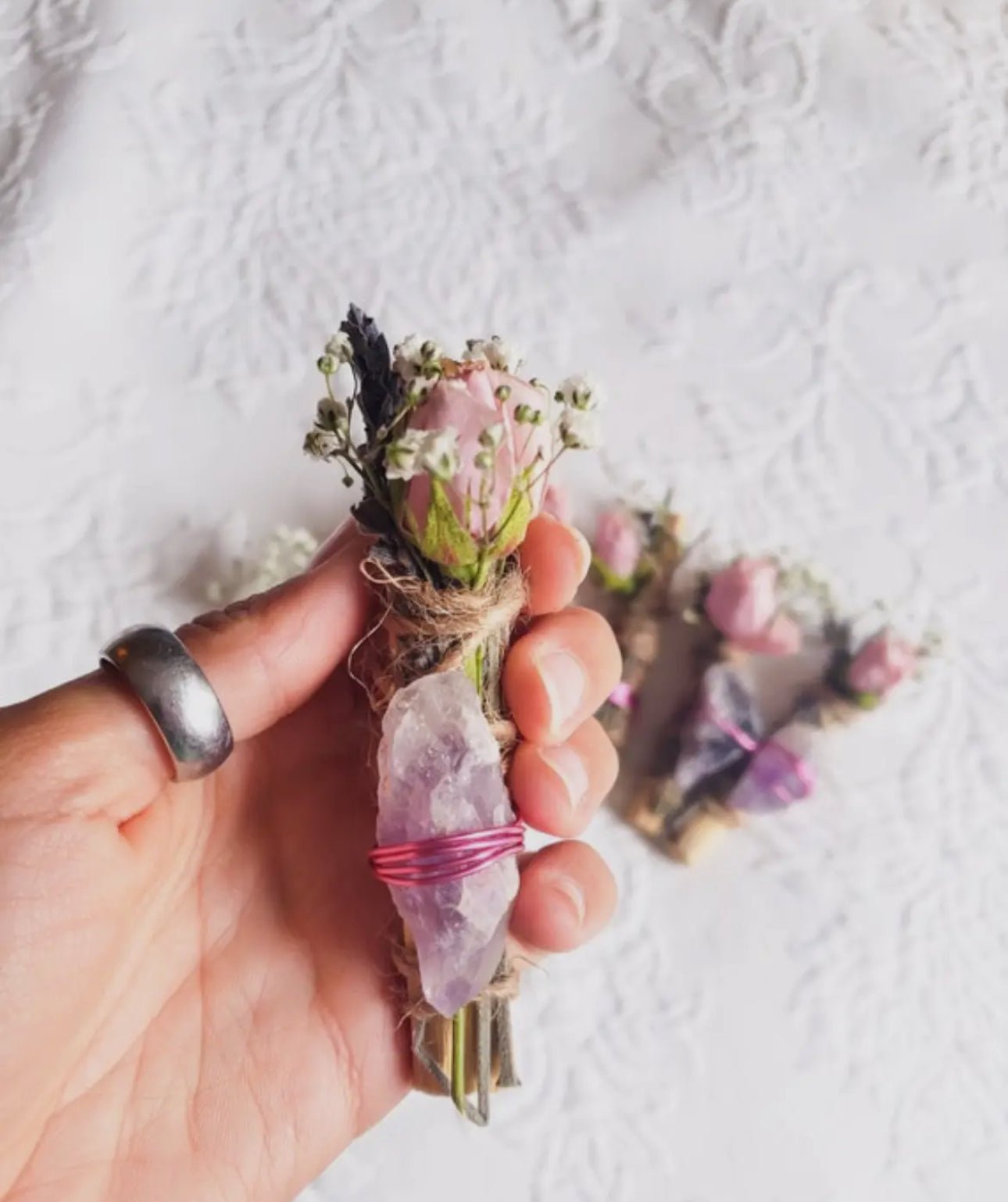 Amethyst, Lavender, Rose and Palo Santo Smudge Stick - Beyond The Veils