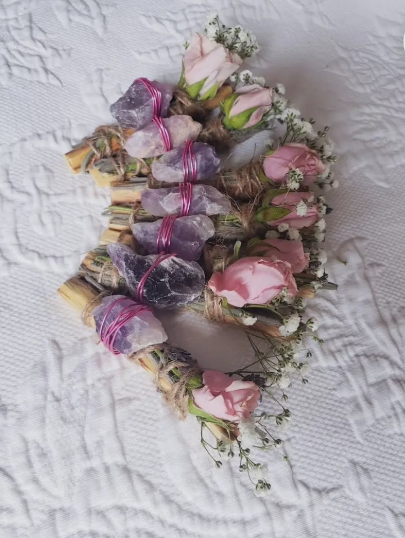 Amethyst, Lavender, Rose and Palo Santo Smudge Stick - Beyond The Veils