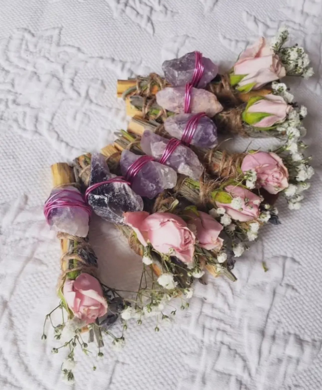 Amethyst, Lavender, Rose and Palo Santo Smudge Stick - Beyond The Veils