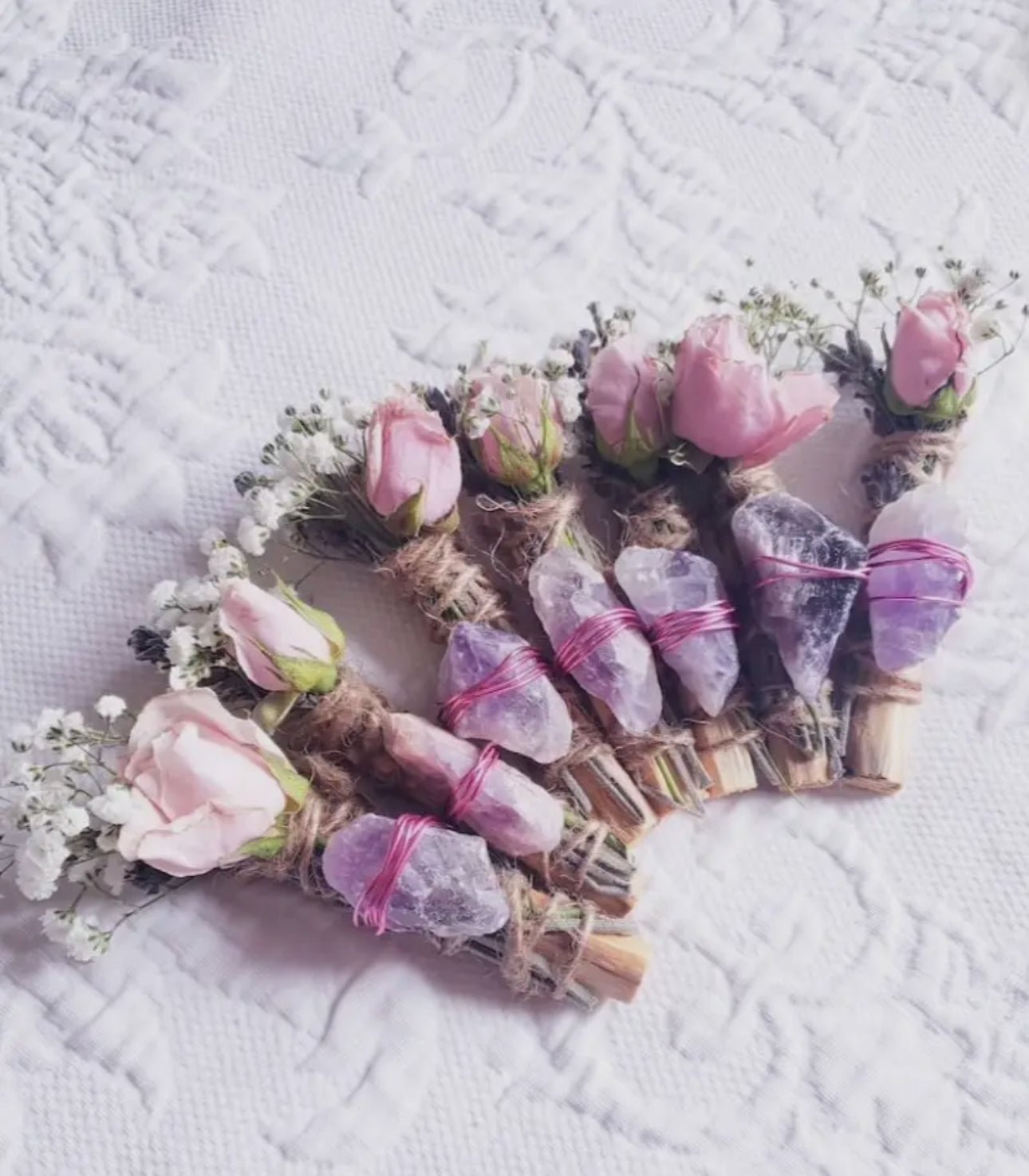 Amethyst, Lavender, Rose and Palo Santo Smudge Stick - Beyond The Veils
