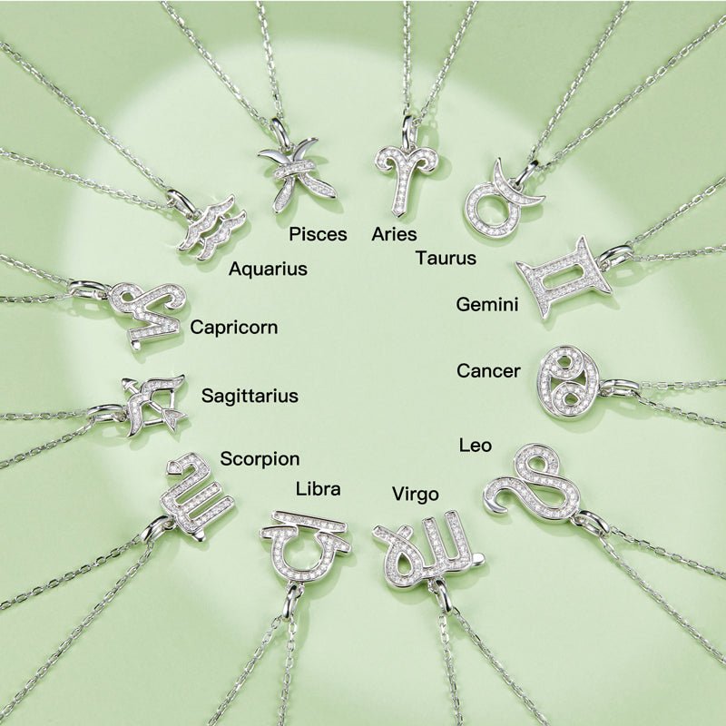 Astrological Signs Silver Diamond Necklace - Beyond The Veils