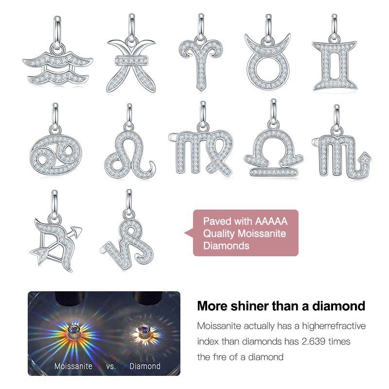 Astrological Signs Silver Diamond Necklace - Beyond The Veils