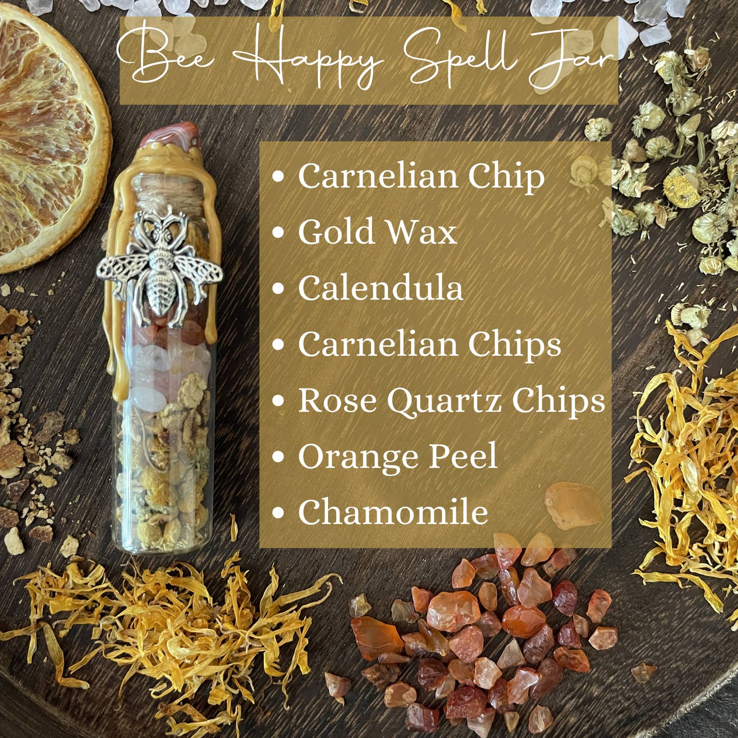 Bee Happy Spell Jar, Intention Jar, Witch's Spell Bottle - Beyond The Veils