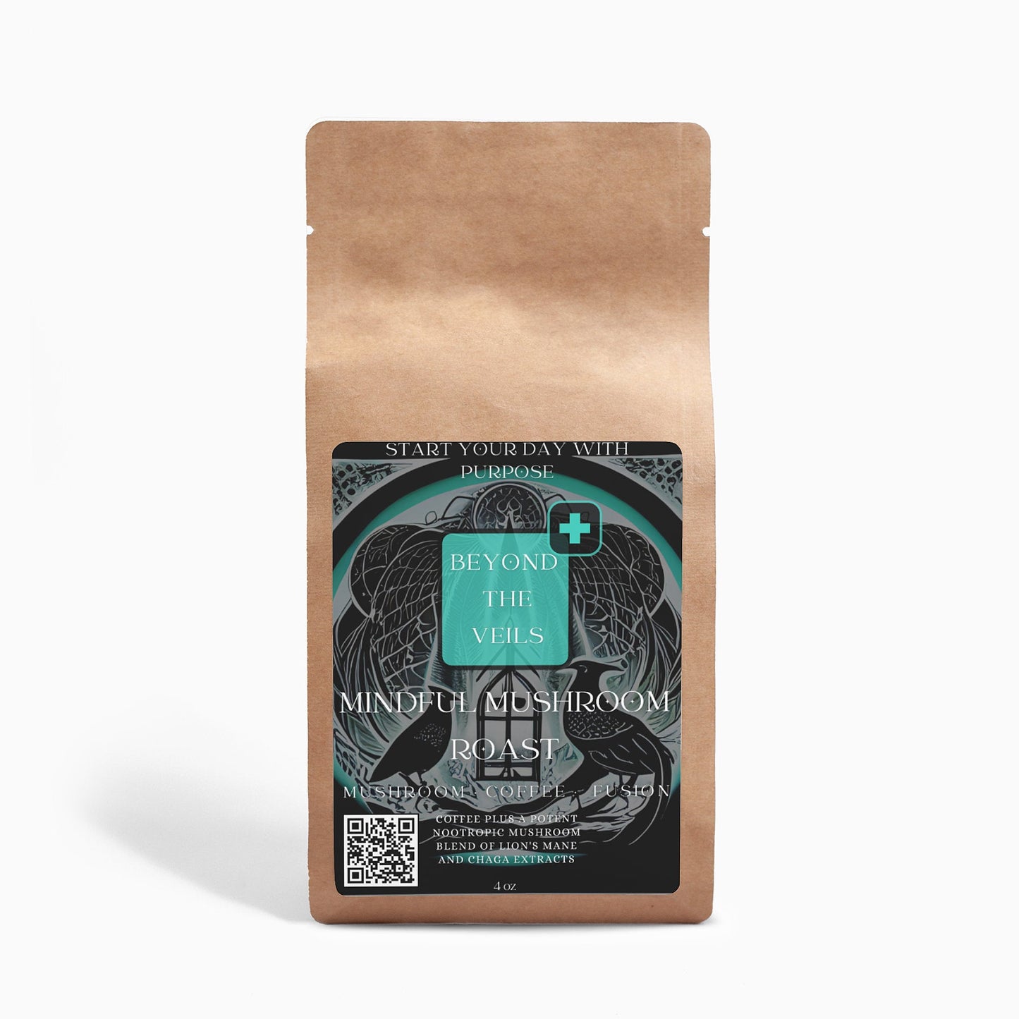 MINDFUL MUSHROOM ROAST- A Fusion of Coffee, Lion’s Mane, & Chaga 4oz - Beyond The Veils