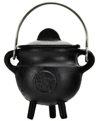 Pentagram Cast Iron Cauldron w/ Lid 2 3/4" - Beyond The Veils
