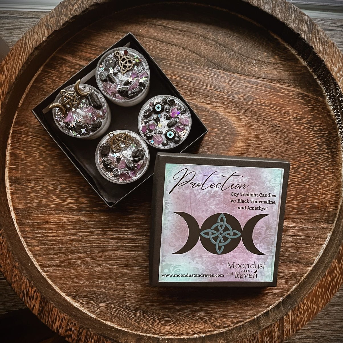 Protection Tealight Crystal Candles, Ritual Candles - Beyond The Veils