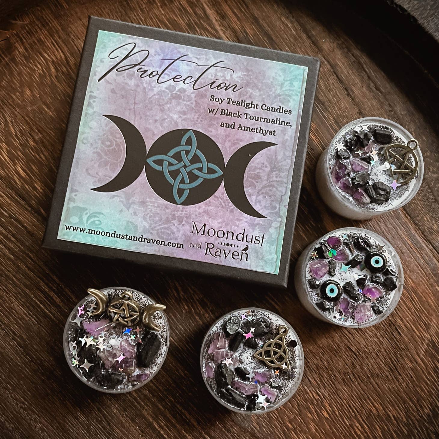 Protection Tealight Crystal Candles, Ritual Candles - Beyond The Veils