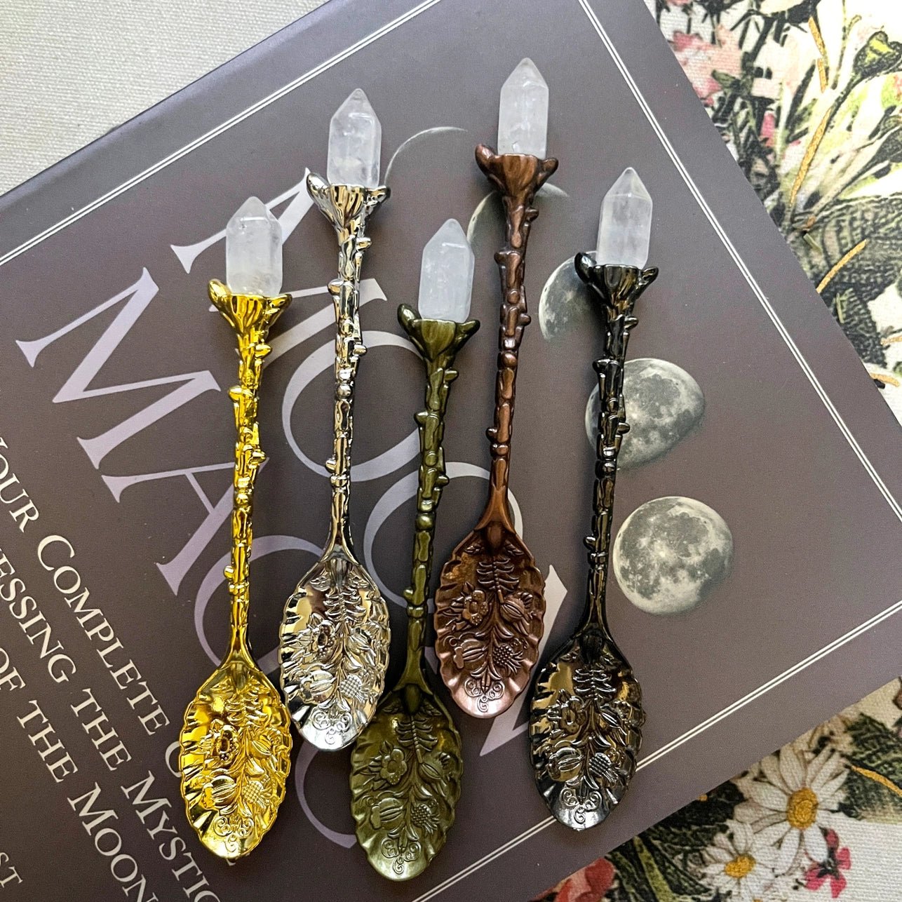 Quartz Crystal Herb Spoon, Witchcraft Apothecary Supplies - Beyond The Veils