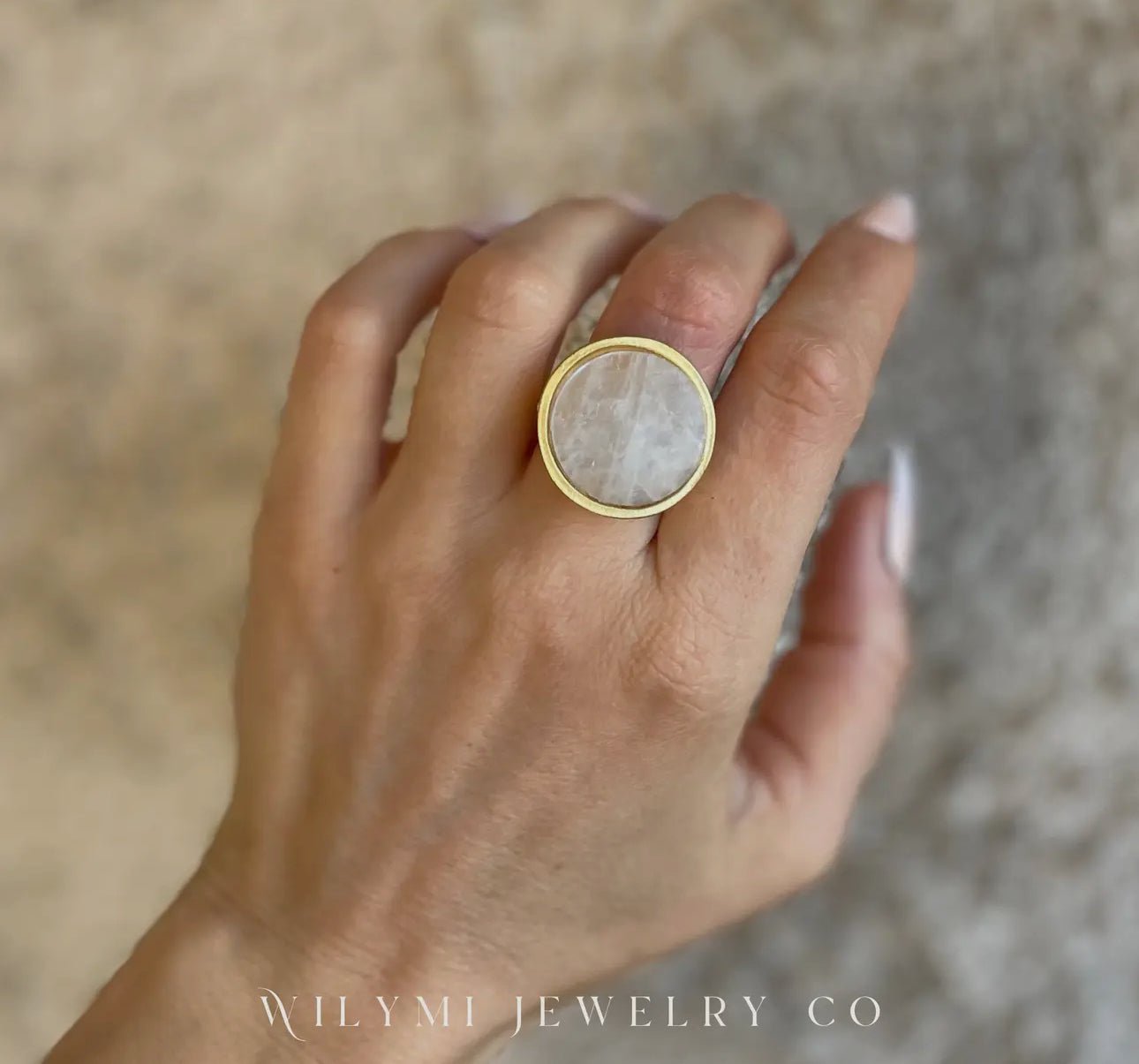 Soft Moonstone Ring | Flash Blue | 24k Gold Filled - Beyond The Veils