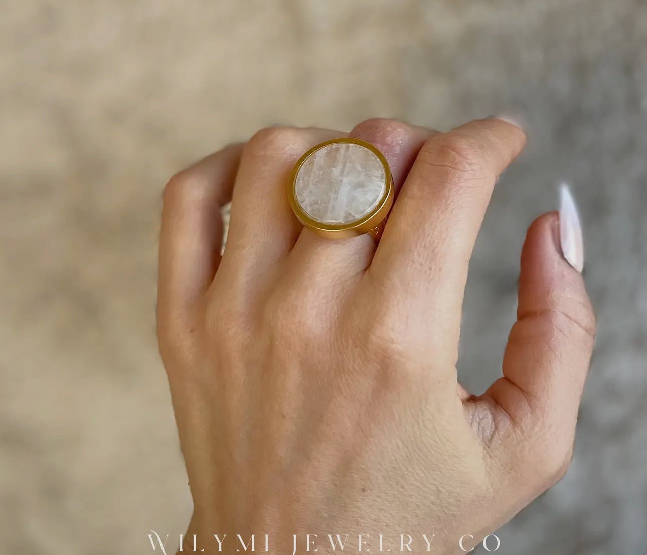 Soft Moonstone Ring | Flash Blue | 24k Gold Filled - Beyond The Veils