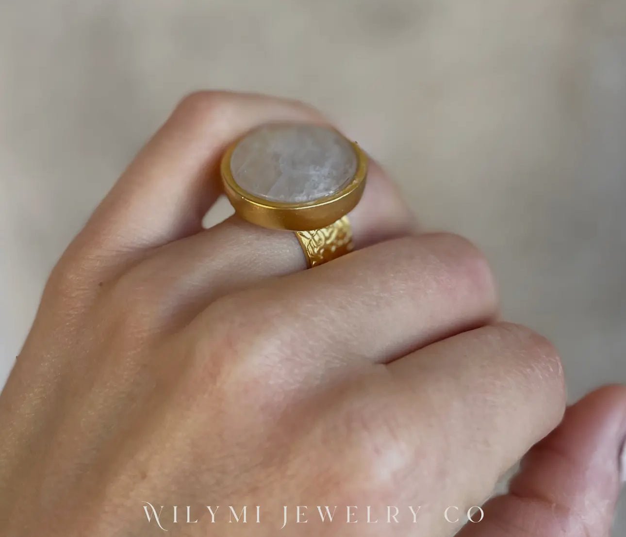 Soft Moonstone Ring | Flash Blue | 24k Gold Filled - Beyond The Veils