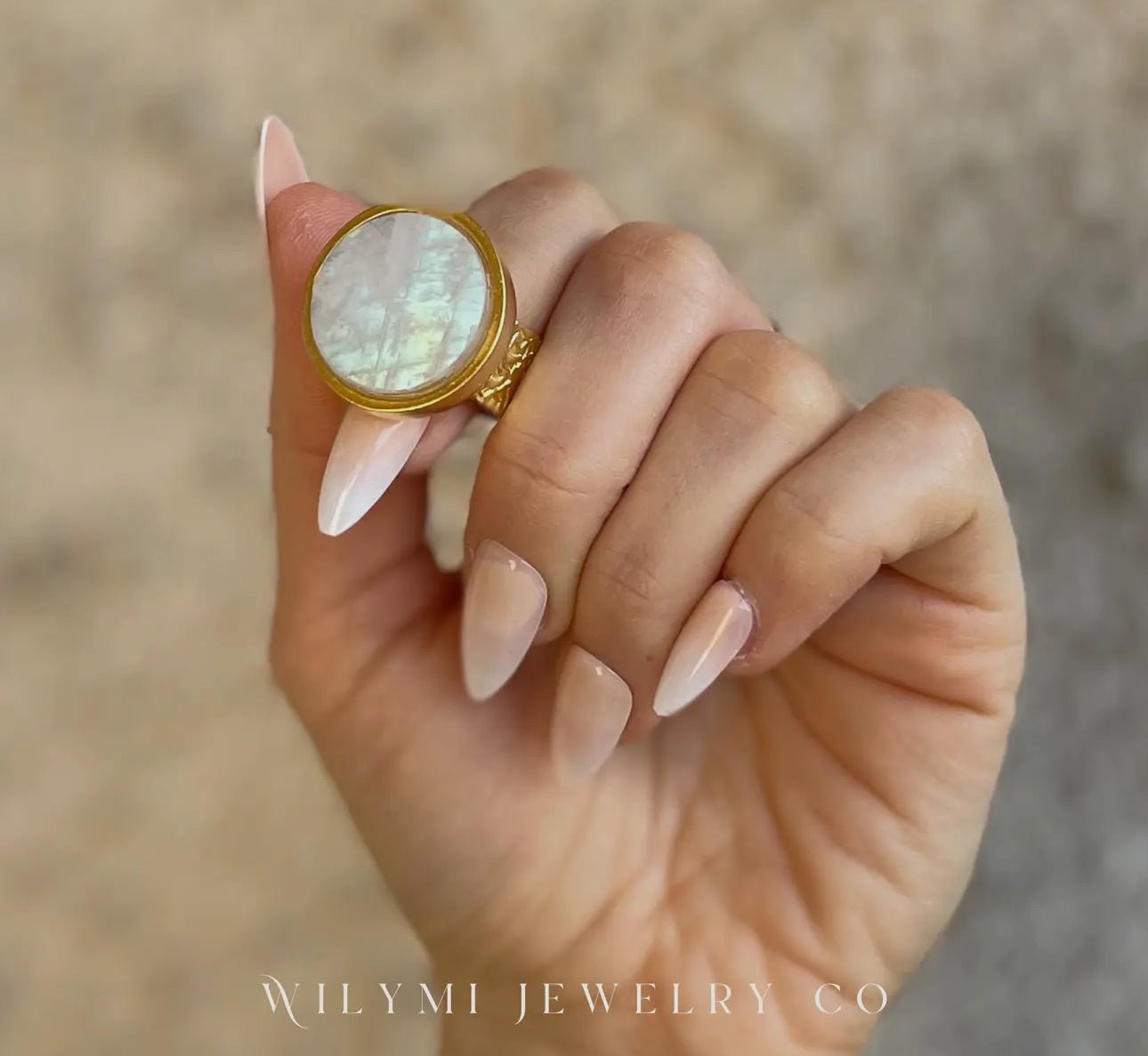 Soft Moonstone Ring | Flash Blue | 24k Gold Filled - Beyond The Veils