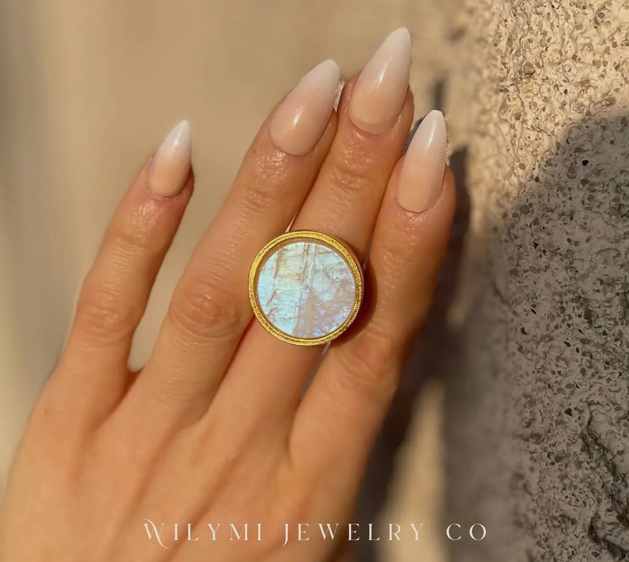 Soft Moonstone Ring | Flash Blue | 24k Gold Filled - Beyond The Veils
