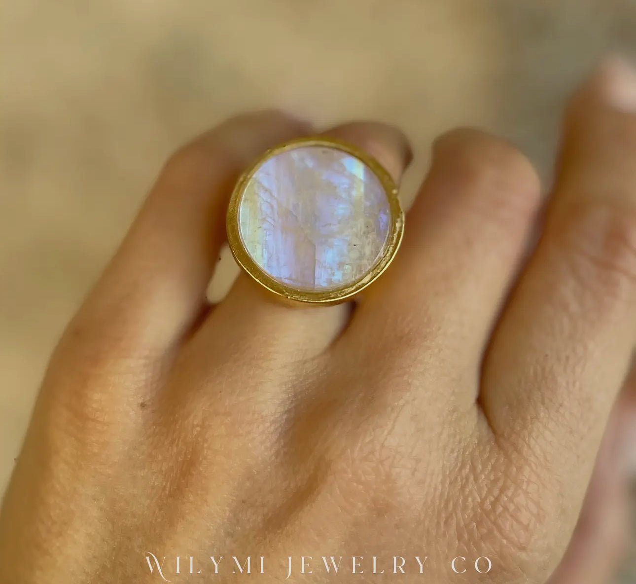Soft Moonstone Ring | Flash Blue | 24k Gold Filled - Beyond The Veils