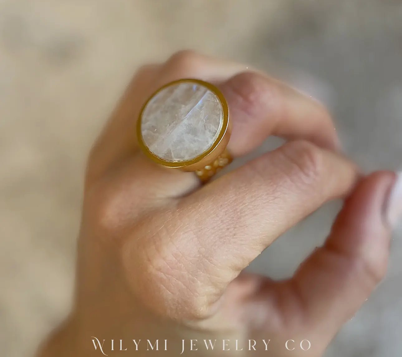 Soft Moonstone Ring | Flash Blue | 24k Gold Filled - Beyond The Veils