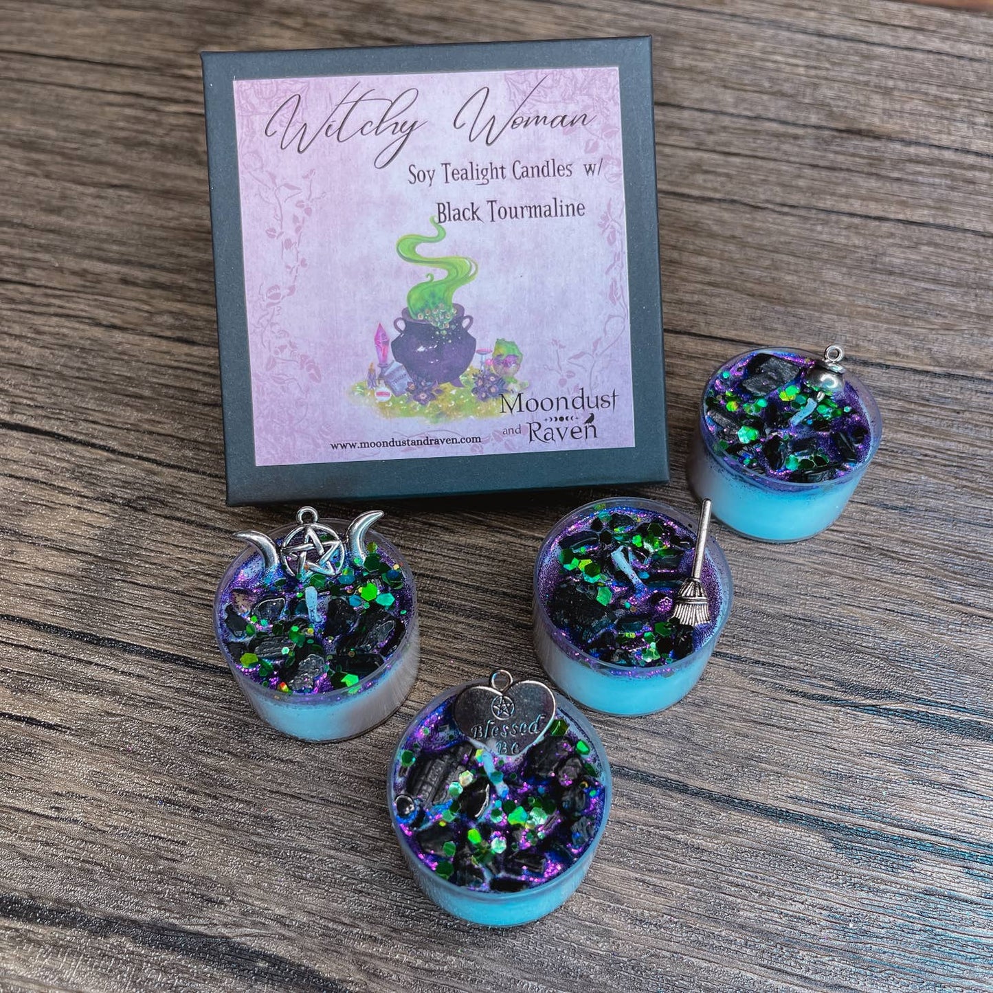 Witchy Woman Tealight Crystal Candles, Ritual Candles - Beyond The Veils