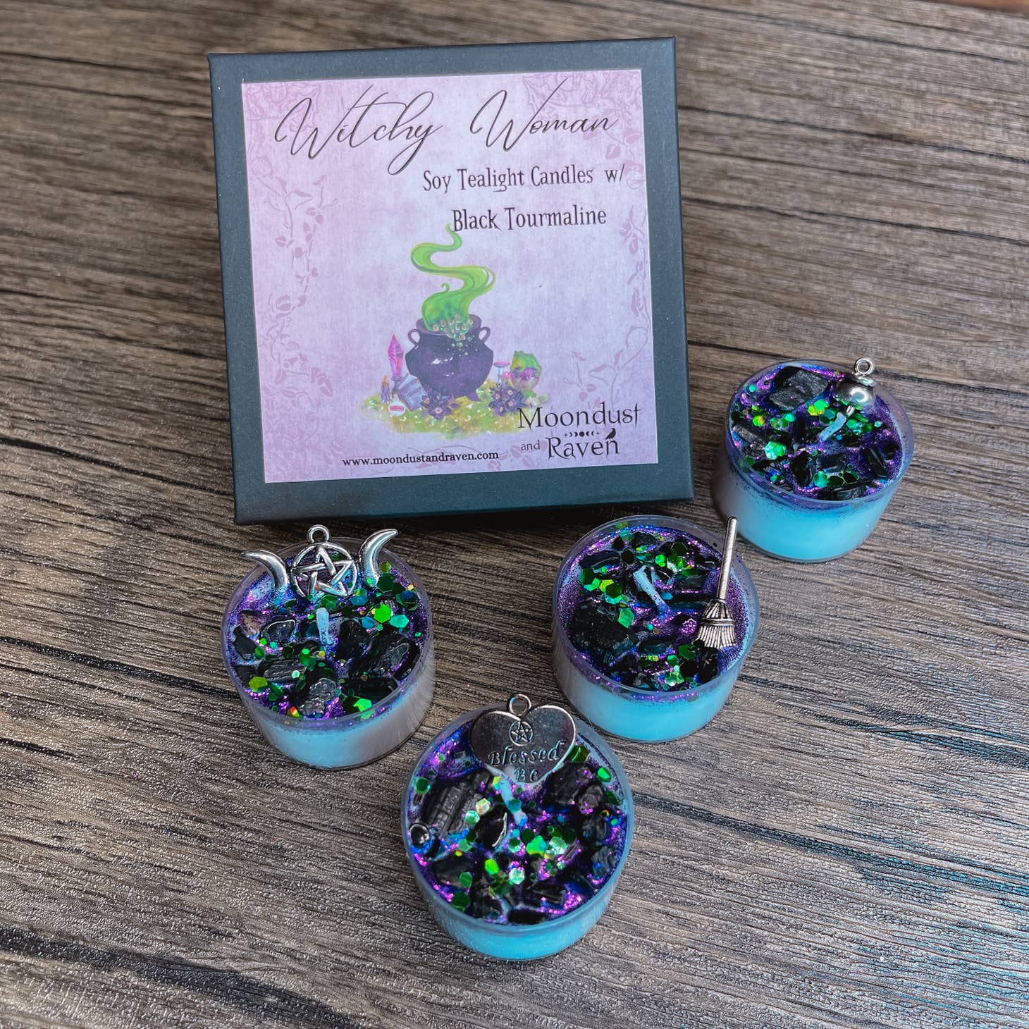 Witchy Woman Tealight Crystal Candles, Ritual Candles - Beyond The Veils