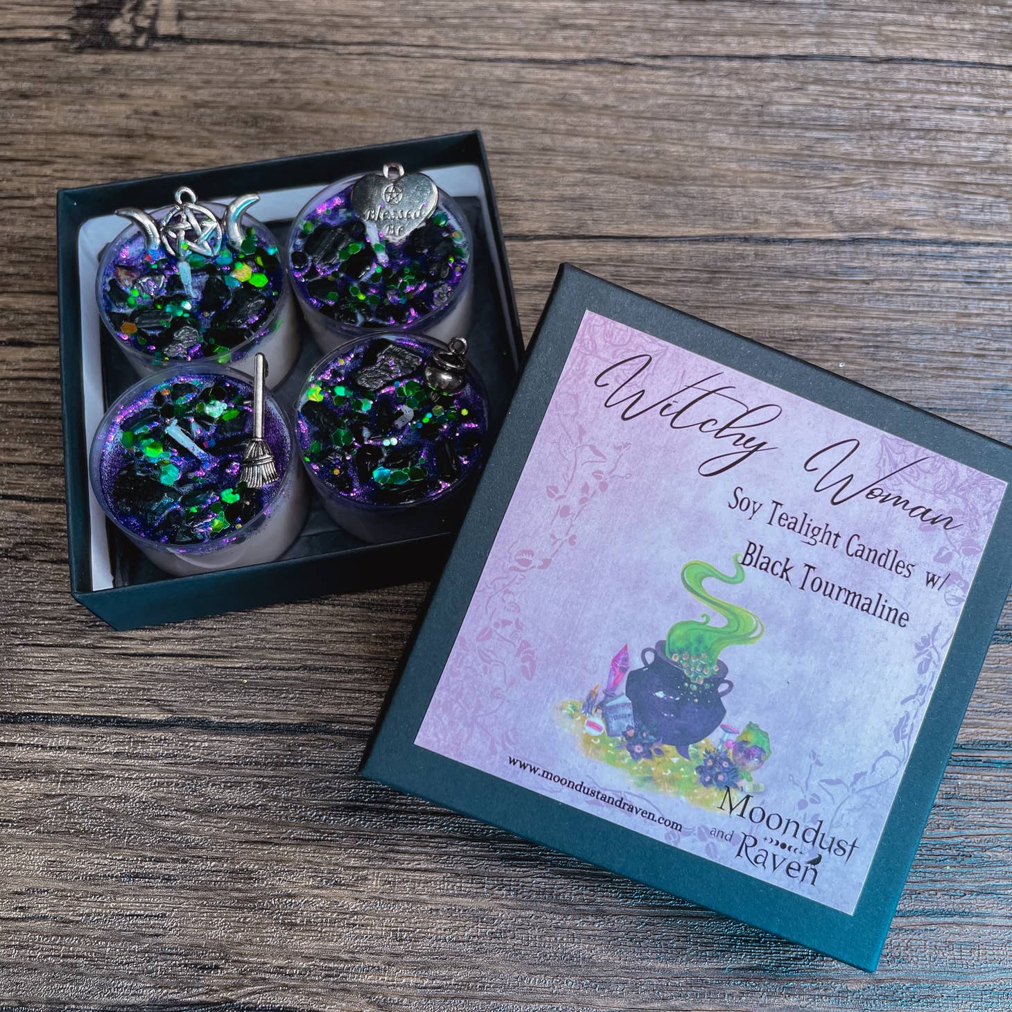 Witchy Woman Tealight Crystal Candles, Ritual Candles - Beyond The Veils