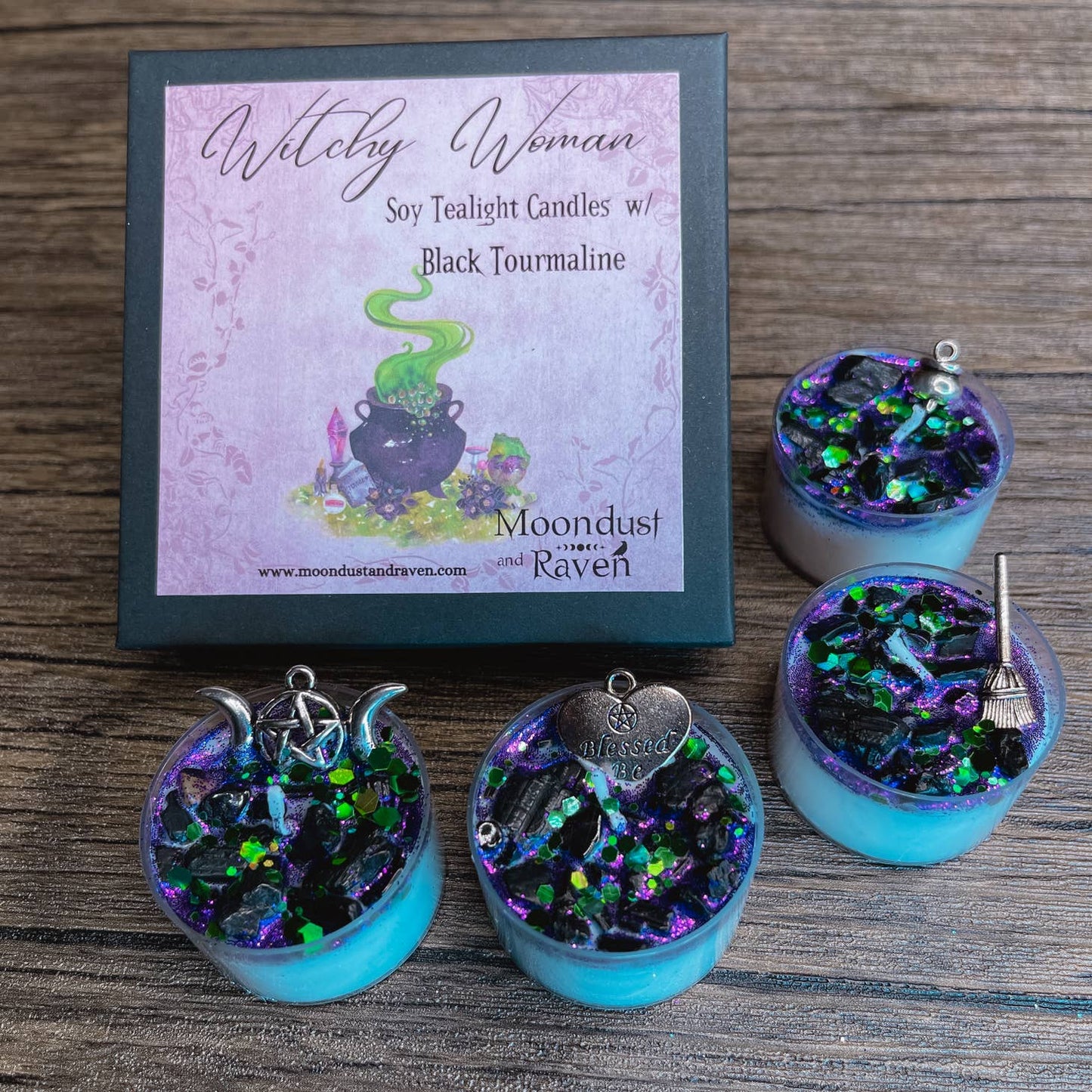 Witchy Woman Tealight Crystal Candles, Ritual Candles - Beyond The Veils